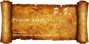 Prorok Valér névjegykártya